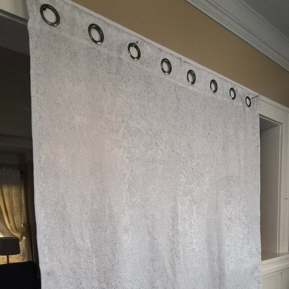 White + Silver Glitter Curtains (2-Panel Set) | 63" Each | Total 126" | $8 - Picture 1 of 6